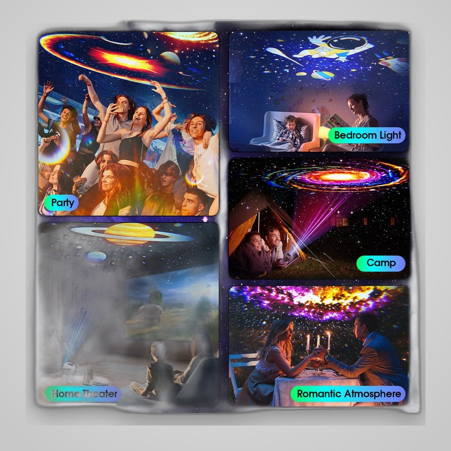 TechTopia Astronaut Galaxy Projector — 12 Discs, Bluetooth, Bedroom Night Light