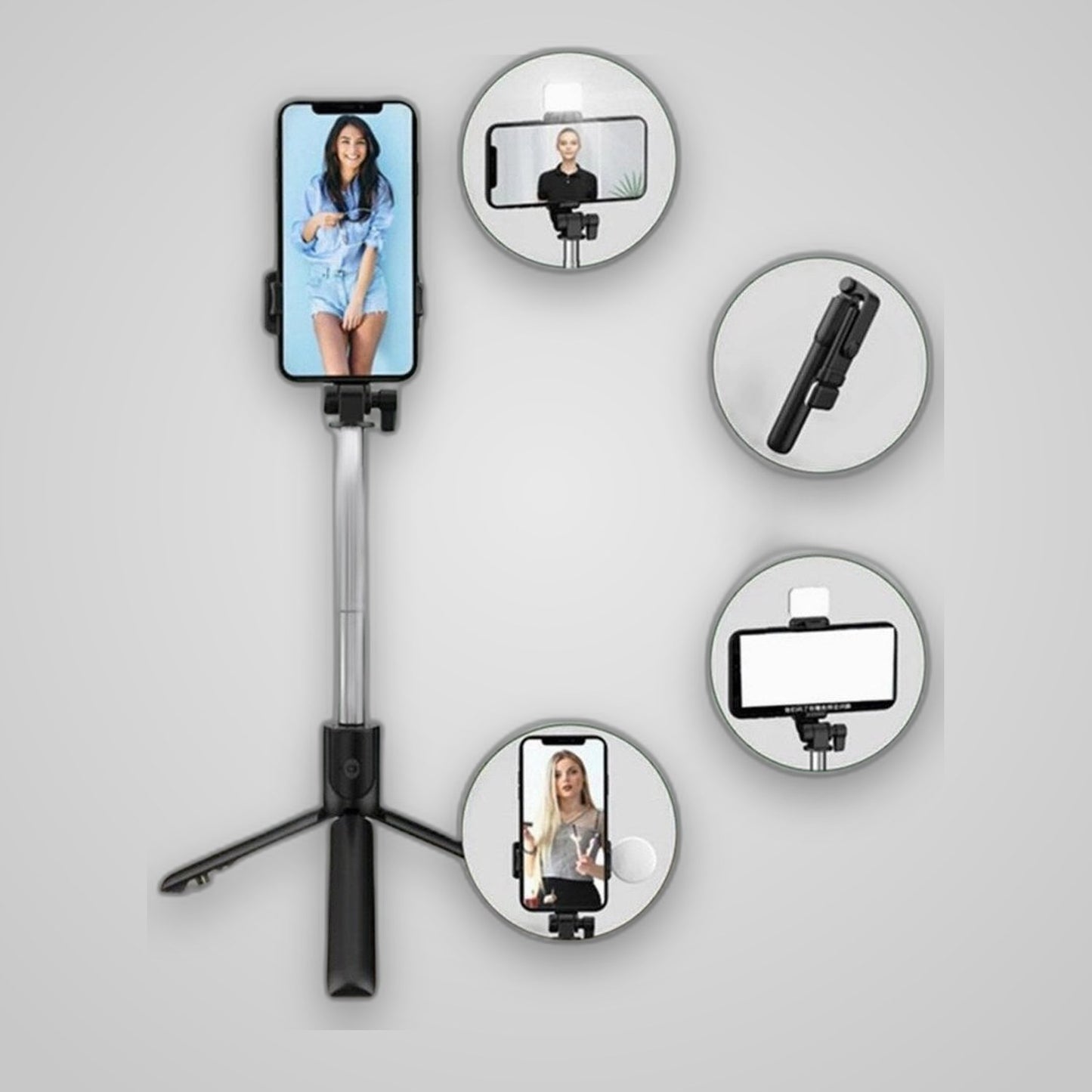 TechTopia Bluetooth Selfie Tripod — Phone & Camera, Wireless Remote