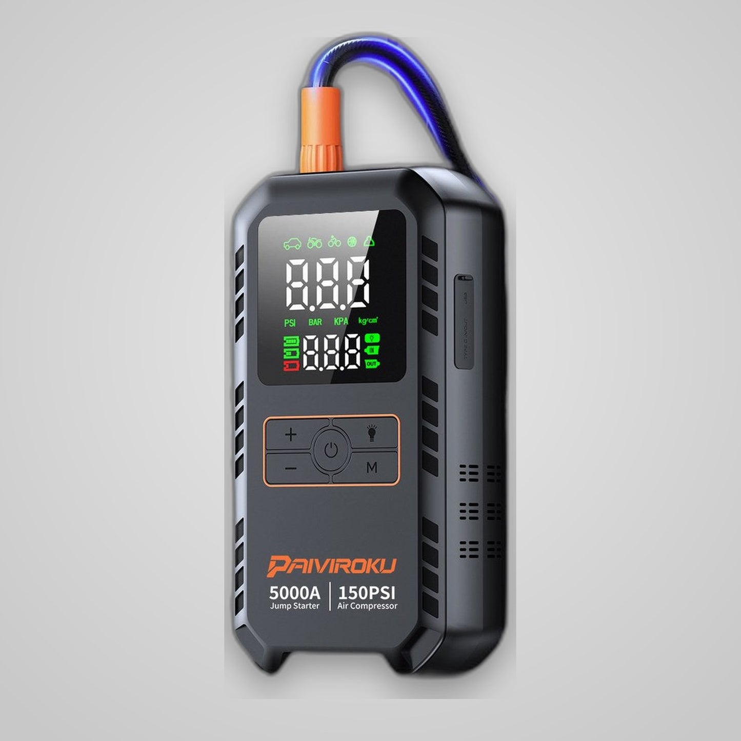TechTopia 4-in-1 Jump Starter & Air Compressor — 5000A