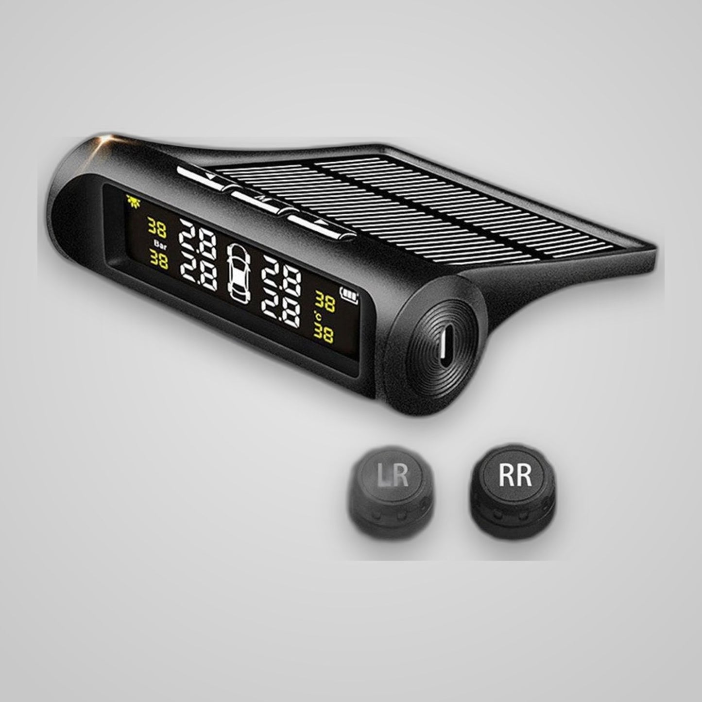 TechTopia Solar Tyre Pressure Monitor (TPMS) — Wireless 4-Sensor Kit