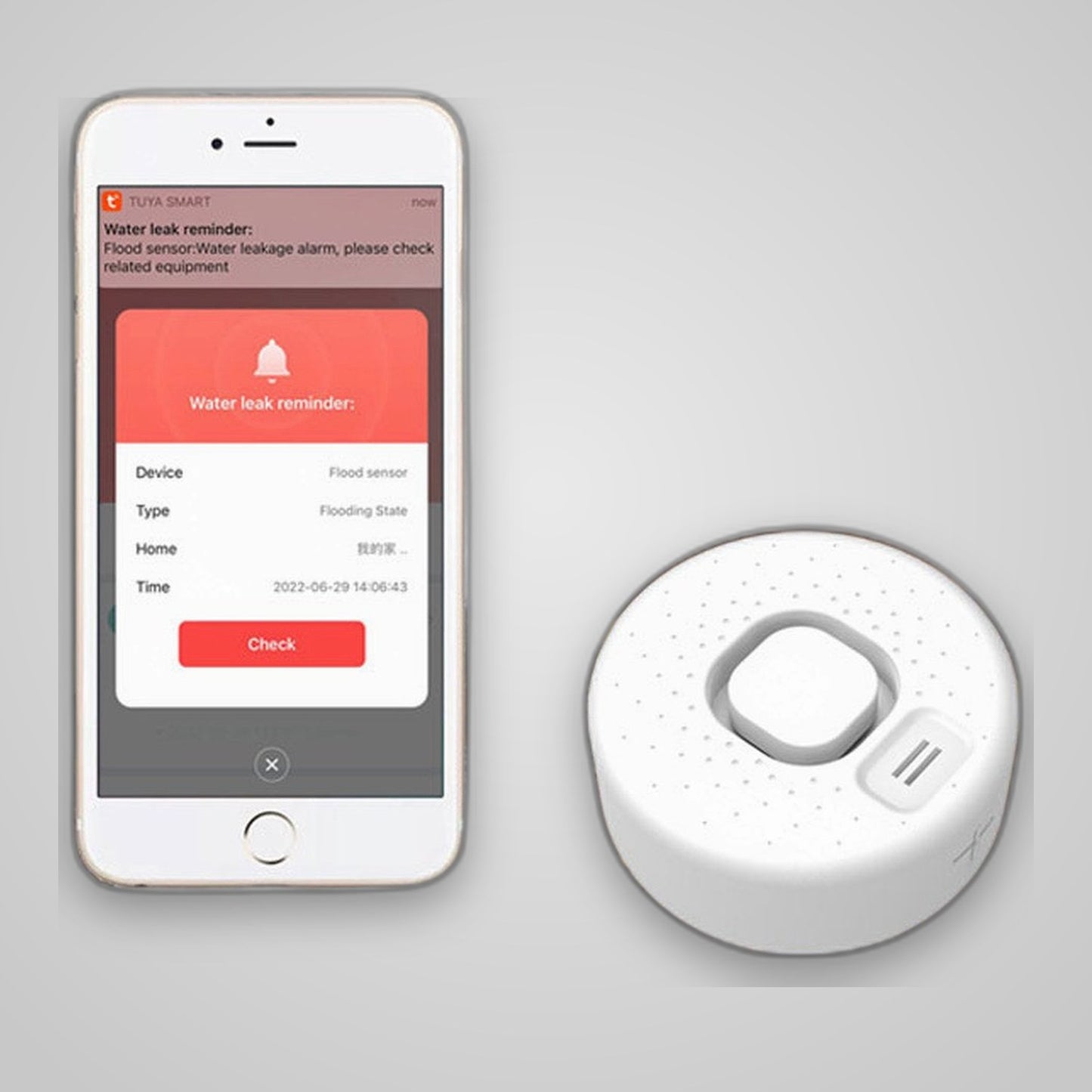 TechTopia Smart Water Leak Detector — WiFi, App Alerts, 90dB Siren