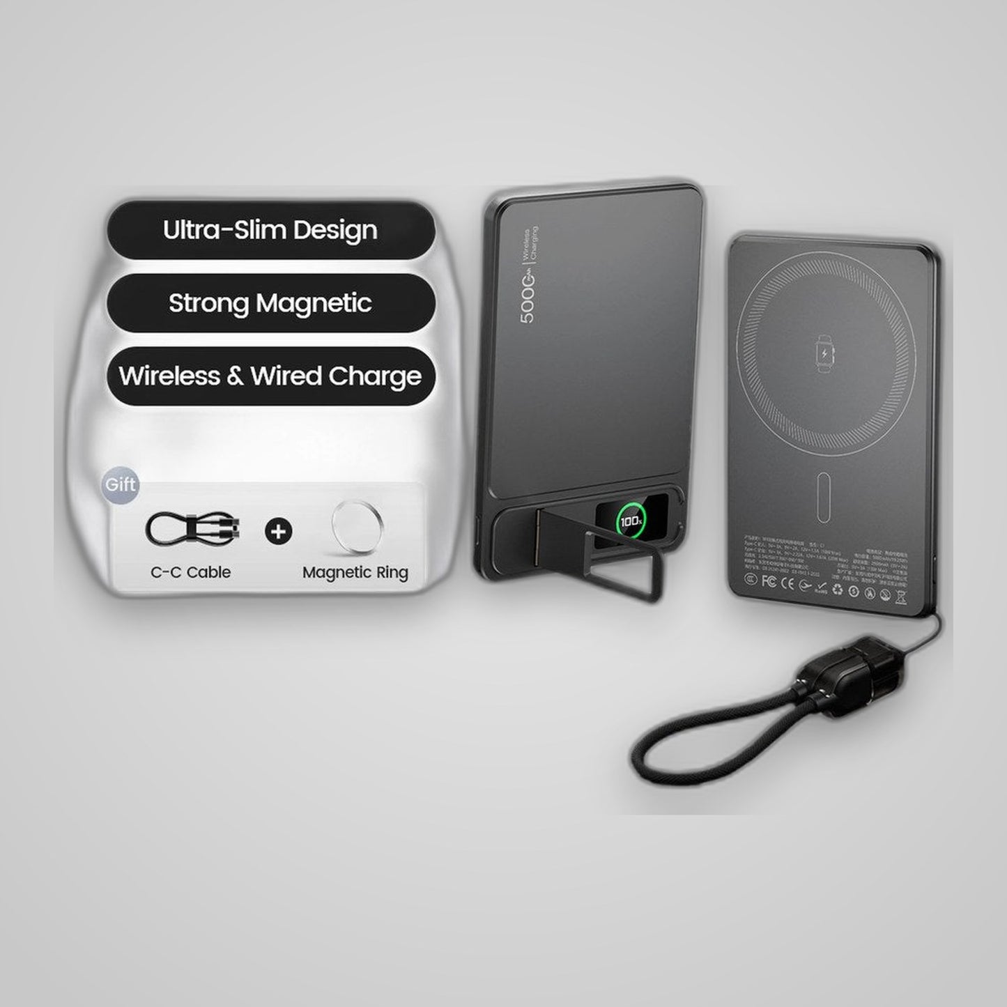 TechTopia MagSafe Magnetic Power Bank — 10,000mAh, Wireless + USB-C