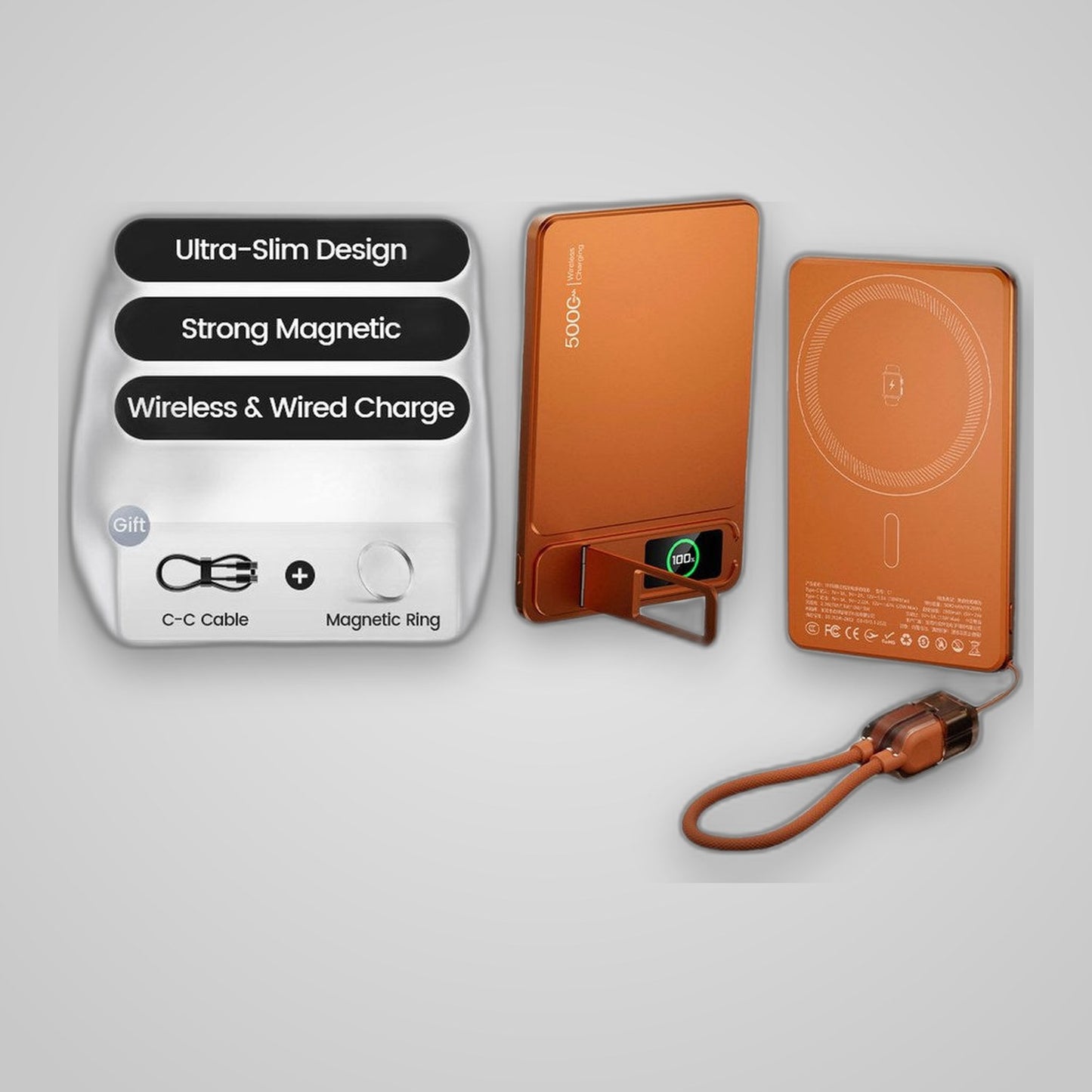 TechTopia MagSafe Magnetic Power Bank — 10,000mAh, Wireless + USB-C