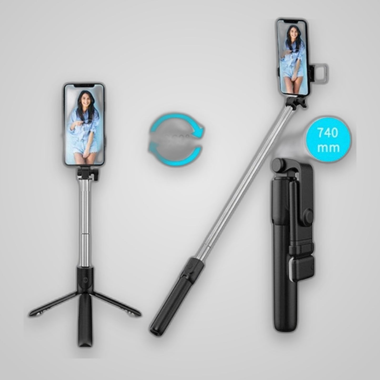 TechTopia Bluetooth Selfie Tripod — Phone & Camera, Wireless Remote