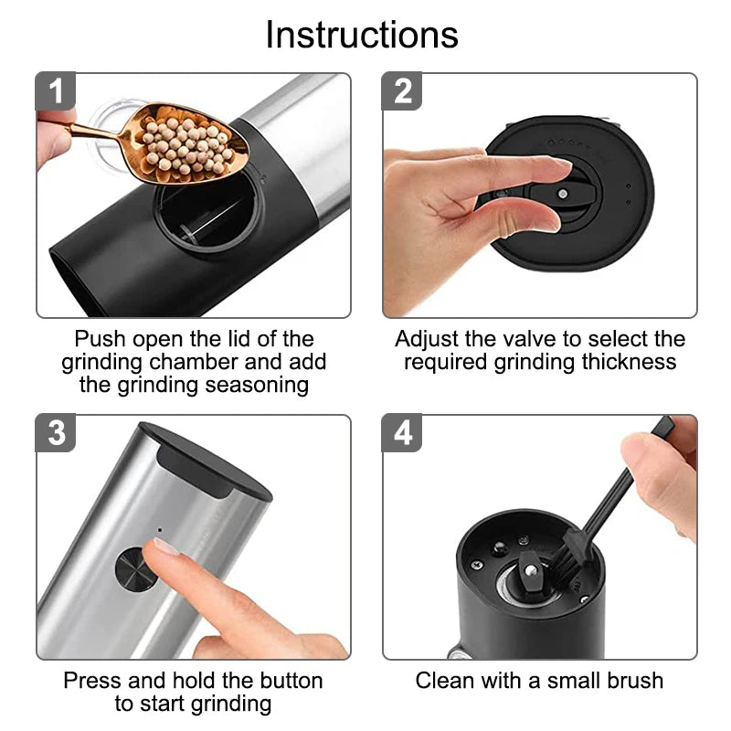 TECHTOPIA Electornic Salt & Pepper Grinder Set