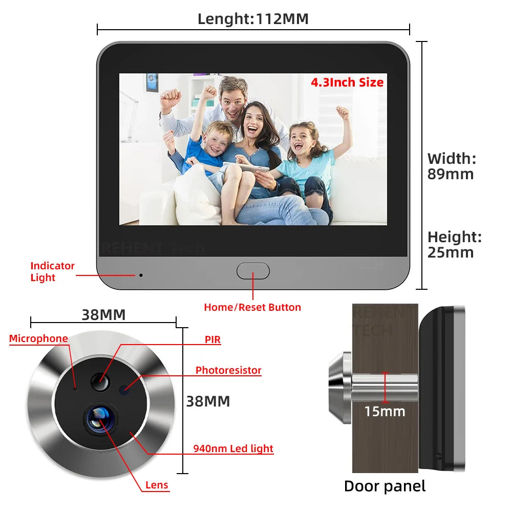 TechTopia VisionBell Mini — 140° Digital Peephole Camera