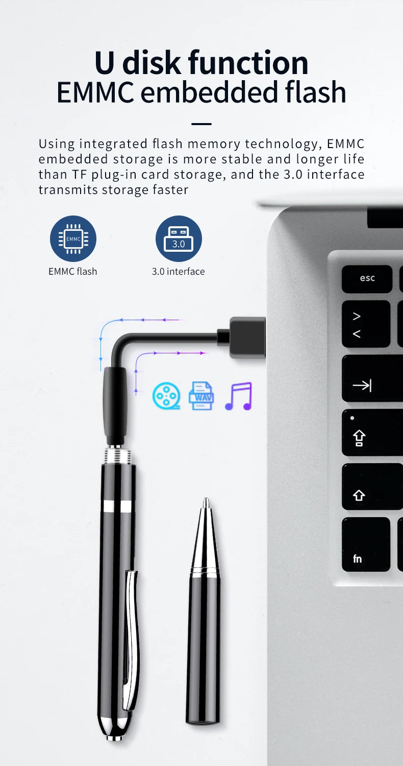 TECHTOPIA 256GB Digital Voice Recorder & Audi Player Pen