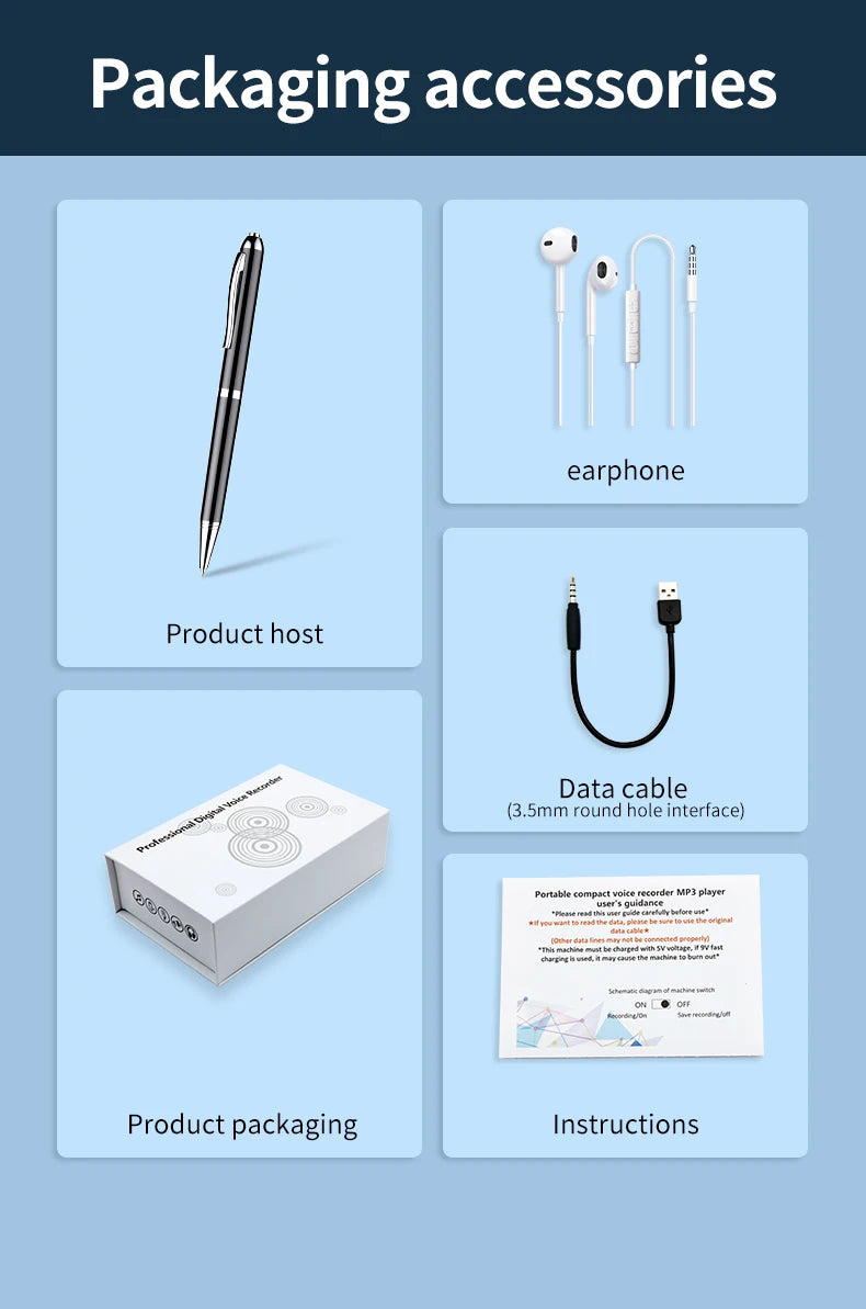 TECHTOPIA 256GB Digital Voice Recorder & Audi Player Pen