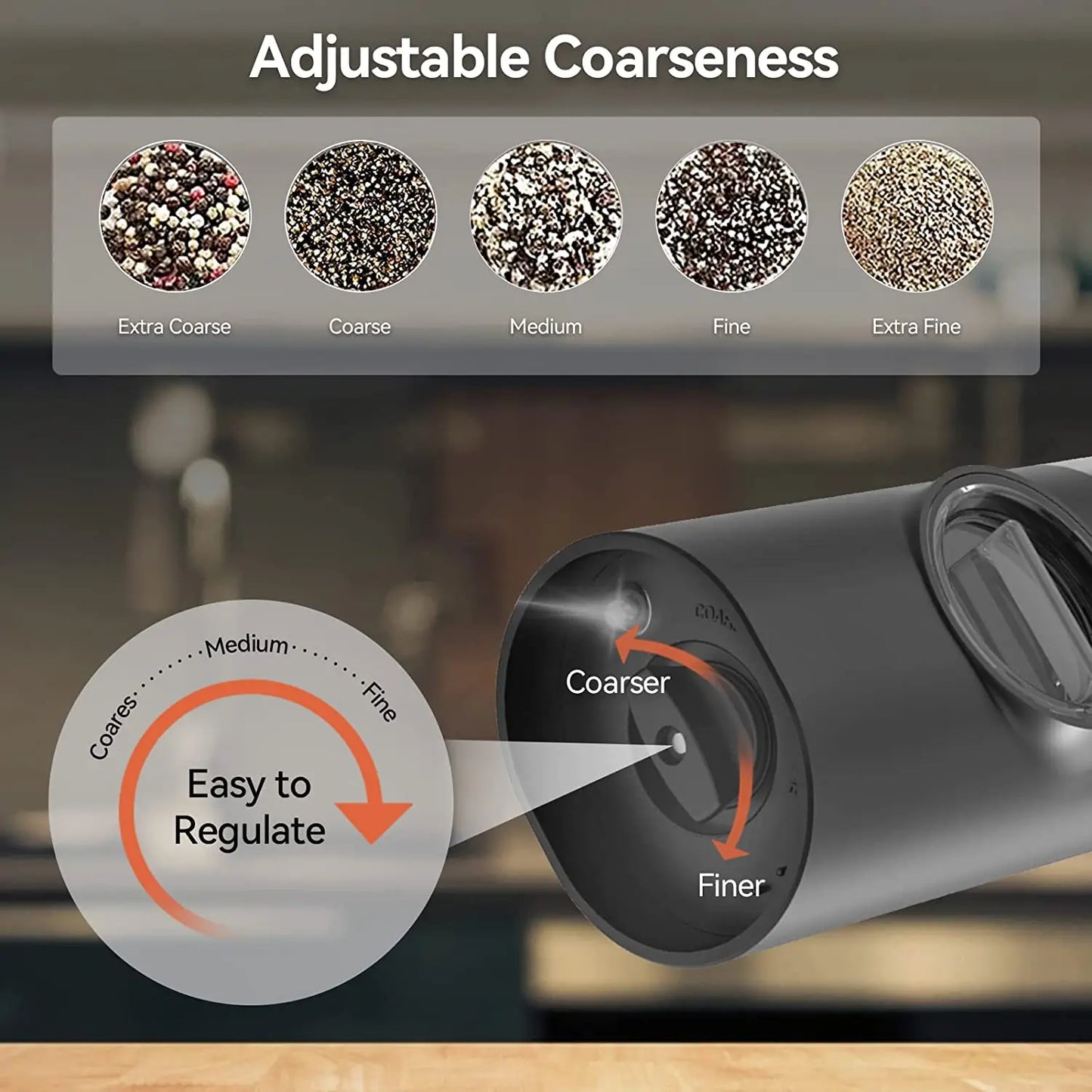 TECHTOPIA Electornic Salt & Pepper Grinder Set