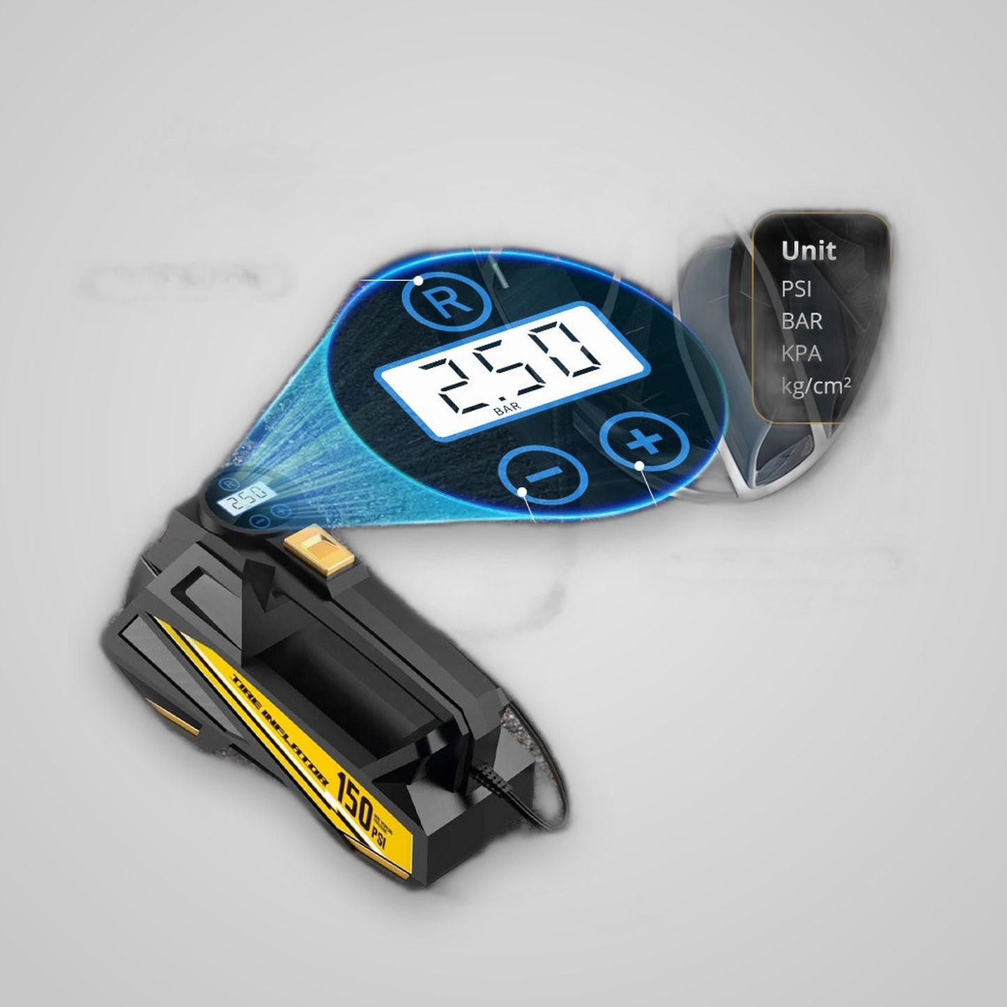 TechTopia Inflate-X — 150PSI Heavy-Duty 12V Tyre Pump